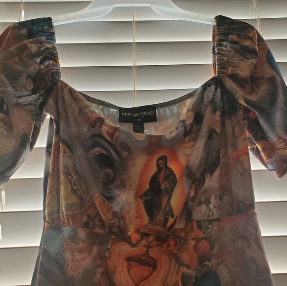 New Girl Order velvet babydoll dress with painting print - Picture 8 of 8